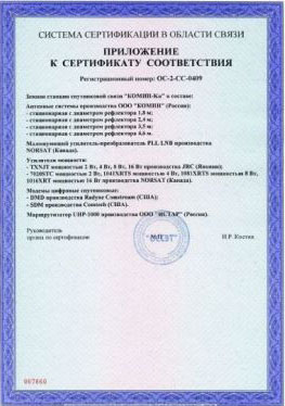 Приложение к сертификату ЗССС